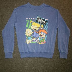 Nickelodeon Rugrats Sweatshirt Womens XS Blue Long‎ Sleeve Cartoon